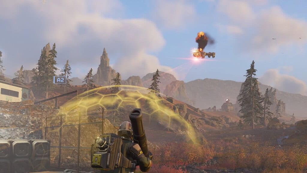 Helldivers 2 image of a hit Automaton Gunship