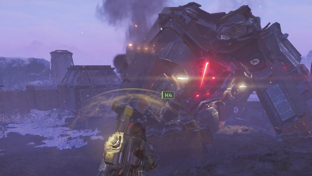 Helldivers 2 image of a destroyed Factory Strider