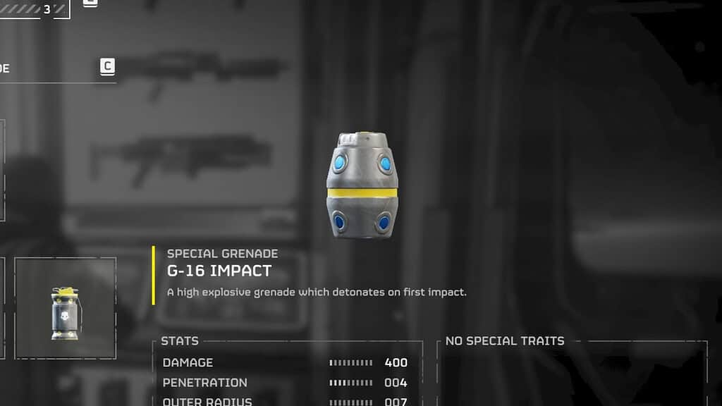 Helldivers 2 image of the Impact Grenade