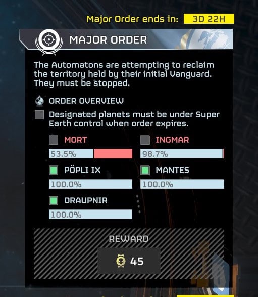 Helldivers 2 major order objectives