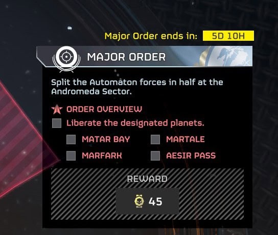 Helldivers 2 major order objective