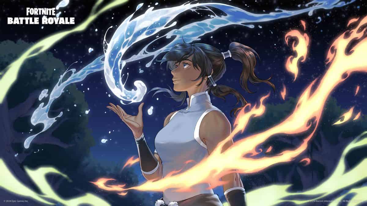 Avatar Korra uses several elements at once in Fortnite