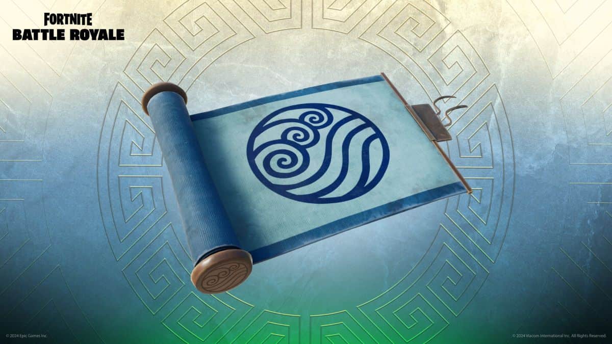 Shot of the mythic Waterbending Technique scroll in Fortnite