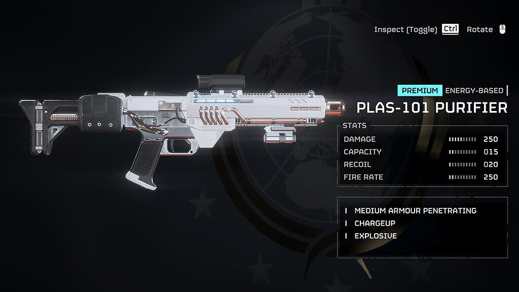 Image of the inspected Purifier Gun in Helldivers 2.