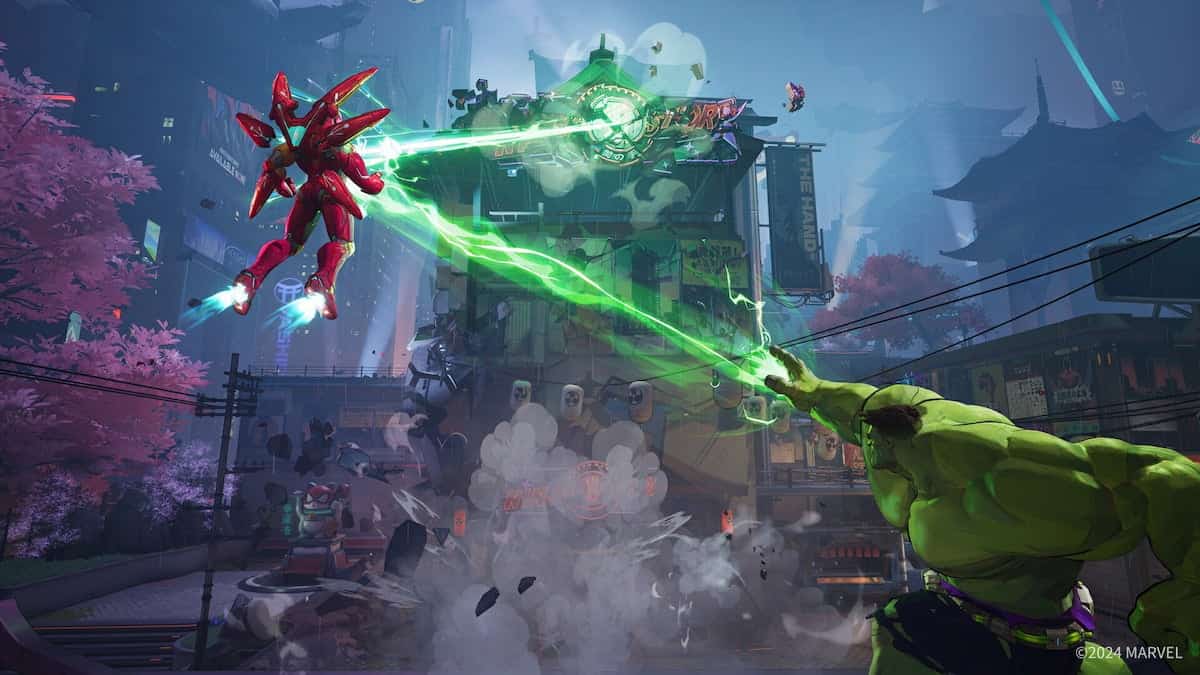 Screenshot of Iron Man and Hulk using Team-Up skill in Marvel Rivals