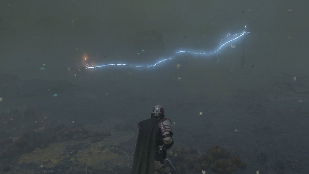 Helldivers 2 image of a Tesla Tower firing