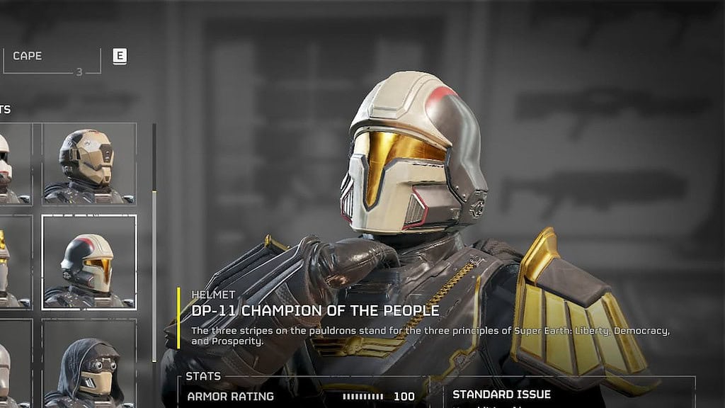 Helldivers 2 Helmet champion of the people