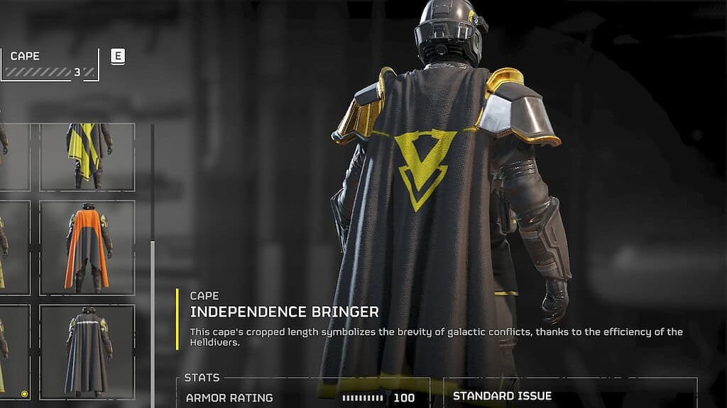 Helldivers 2 independence bringer cape