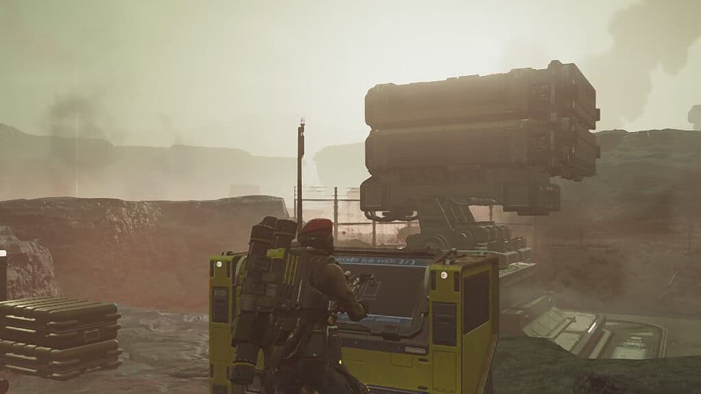 Helldivers 2 player observing the surroundings.