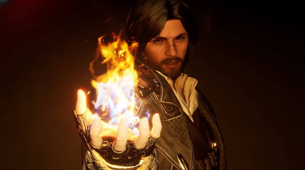 The First Descendant Blair holding one flame in his right hand