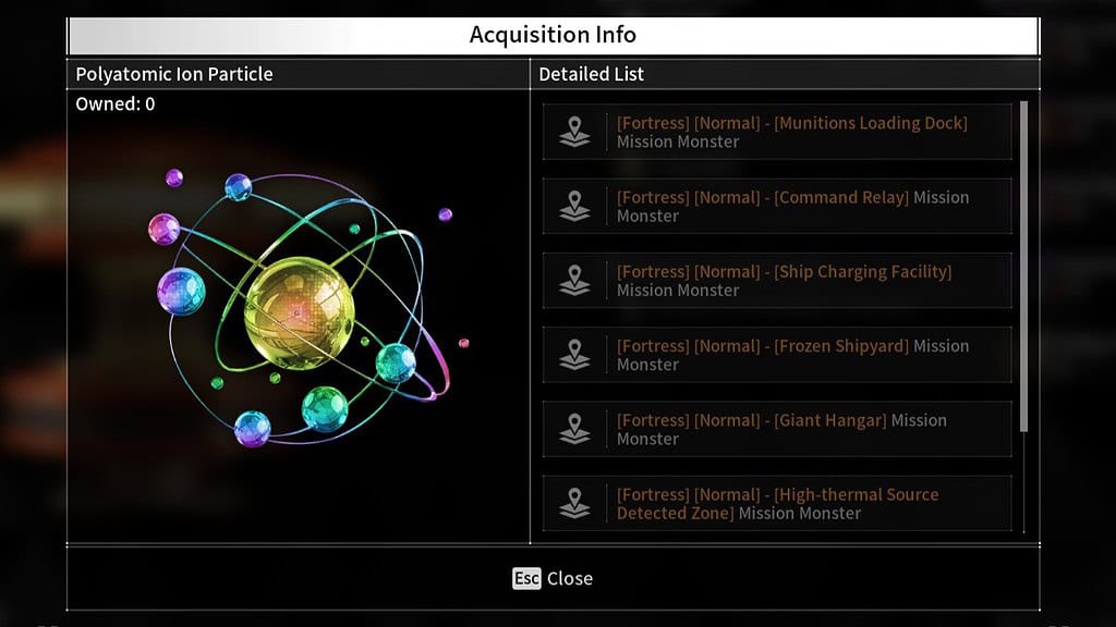 The First Descendant  Polyatomic Ion Particle image and locations