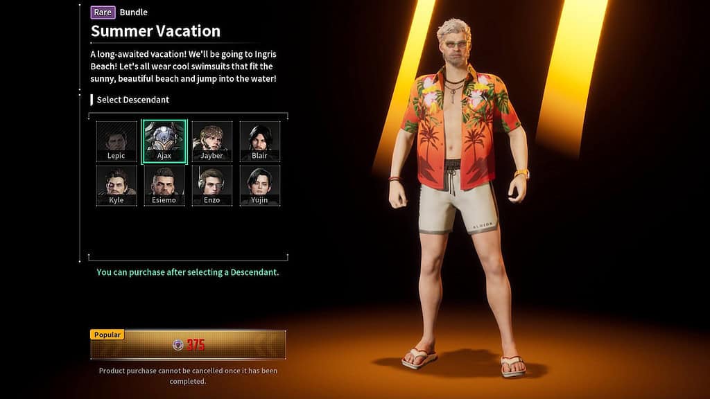 The First Descendant Ajax summer skin