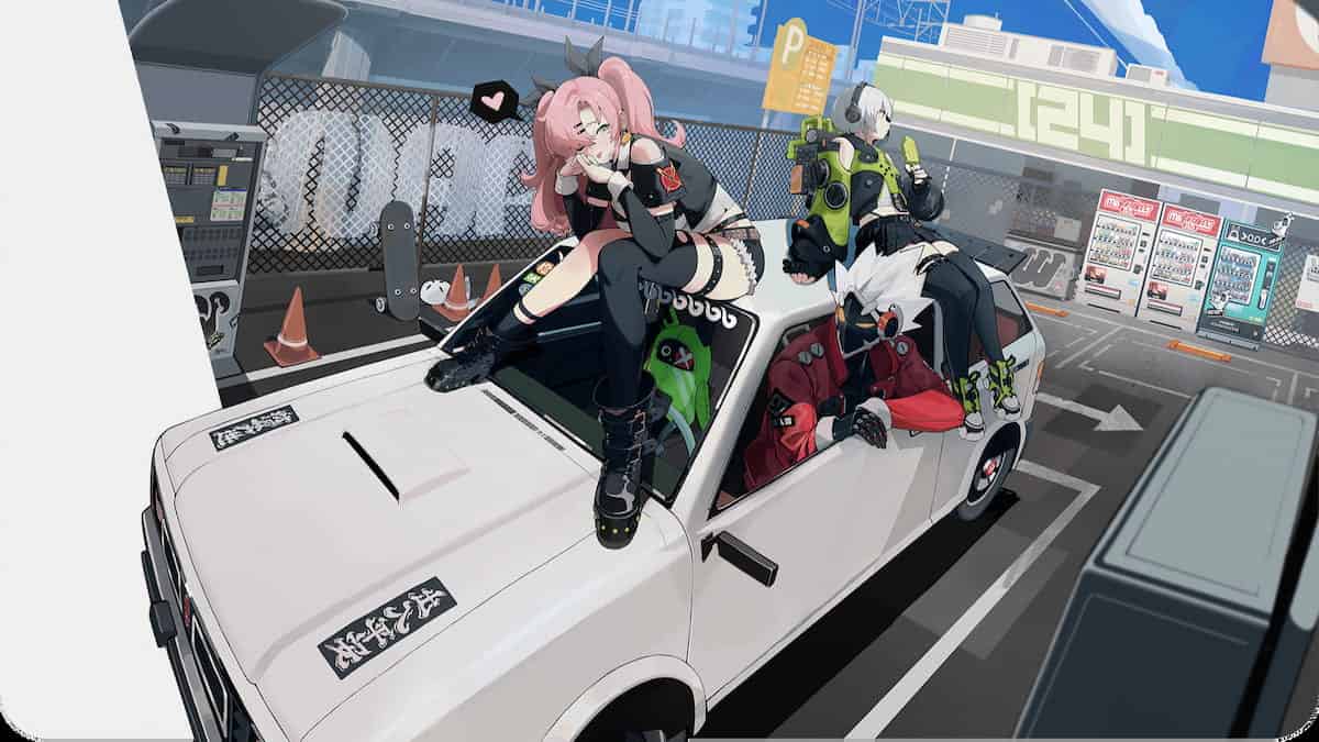 Zenless Zone Zero girl sitting on a car