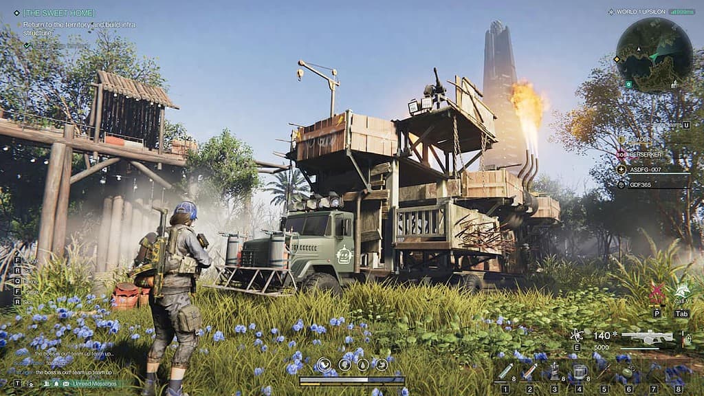 Once Human in-game screenshot of a player in front of a ramshackle building