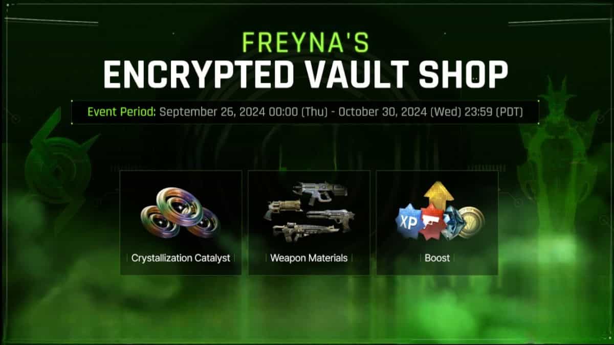 The First Descendant Freyna's Encrypted Vault Shop announcement