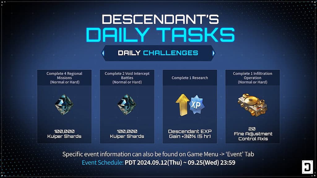 The First Descendant daily tasks