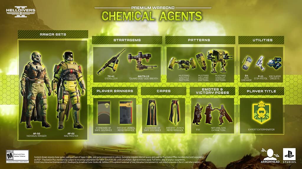 Helldivers 2 Chemical Agents Warbond Items