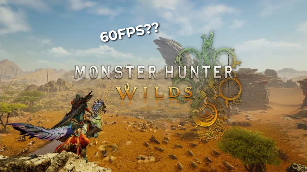 PlayStation promo image for Monster Hunter Wilds with 60FPS??? text