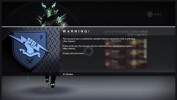 Having bad internet connection might get you suspended from Destiny 2