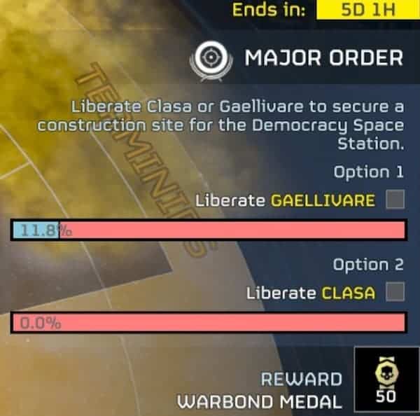 Major Order in Helldivers 2