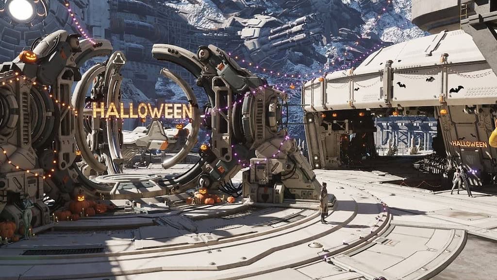 The First Descendant Halloween event void portal with halloween sign