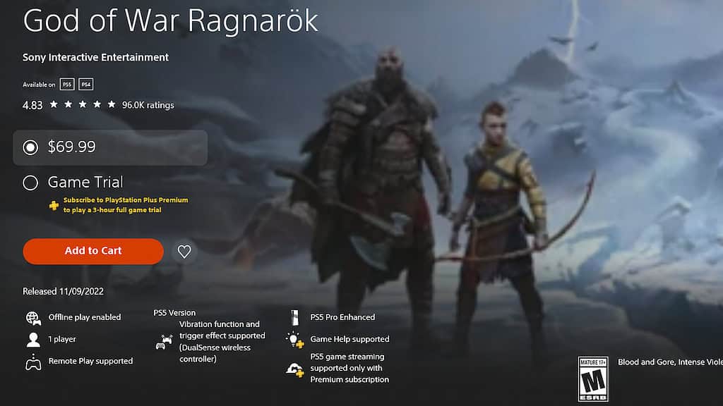 PlayStation God of War Ragnarok in PlayStation Store