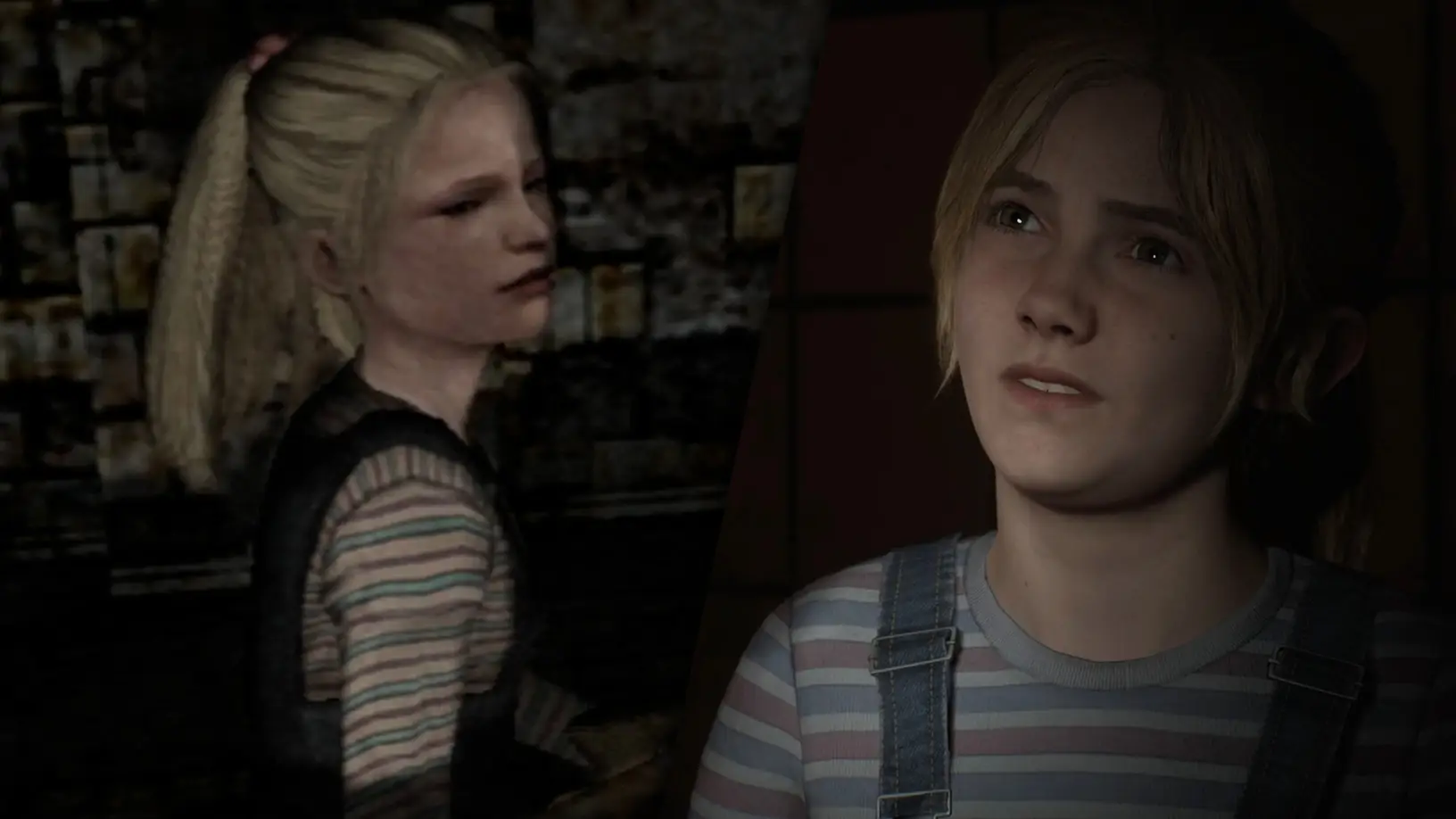 Playstation Silent Hill 2 remake comparison between old and new versions of Laura