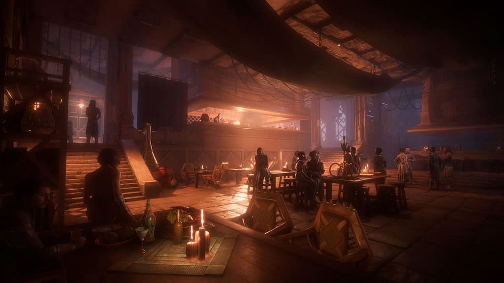 Dragon Age Veilguard tavern full of people