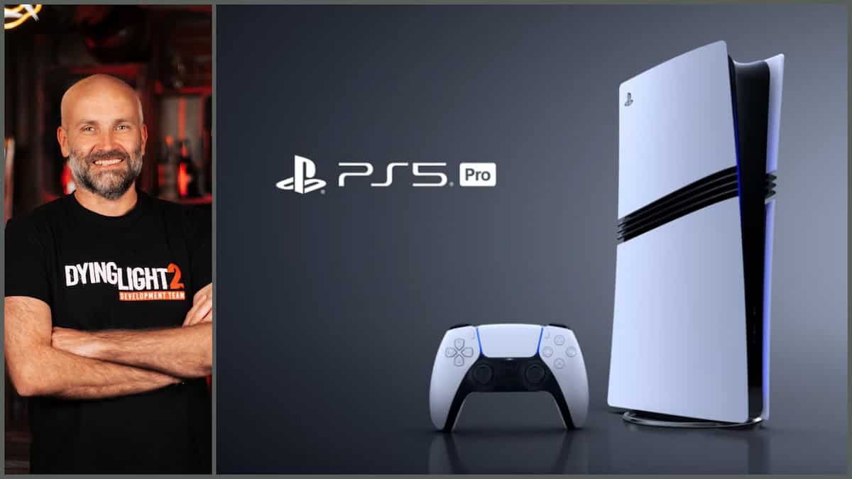 PlayStation 5 Pro next to the picture of Tymon Smektala