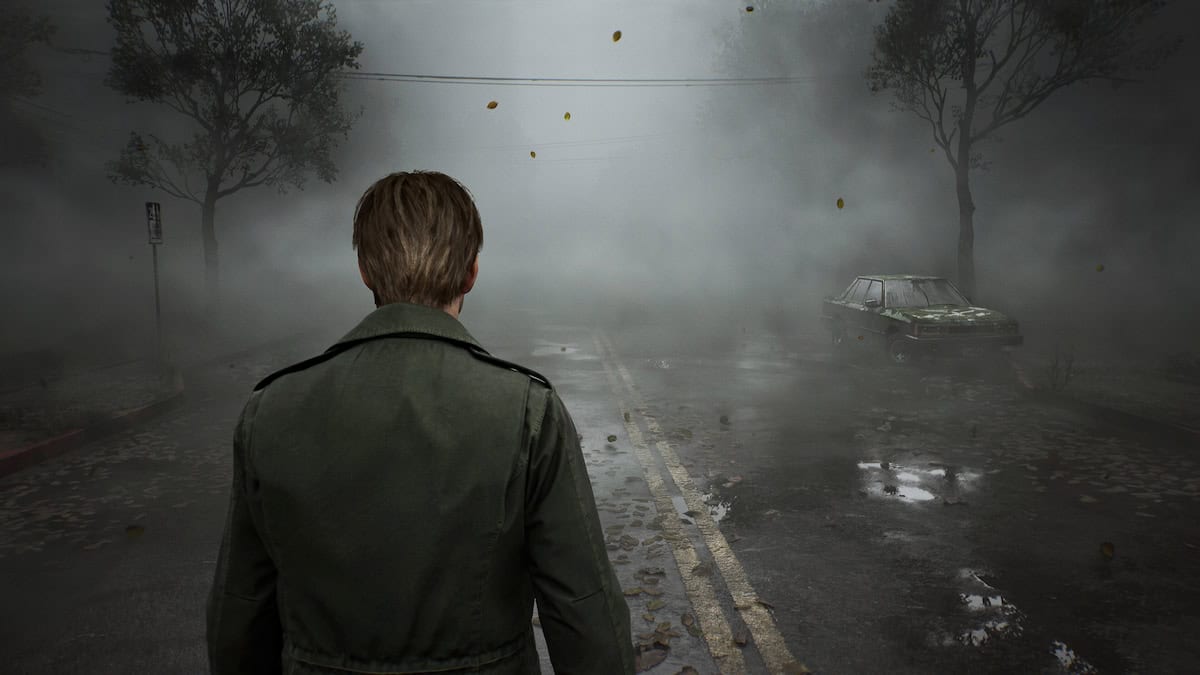 Playstation Silent Hill 2 remake protagonist walking though a misty street