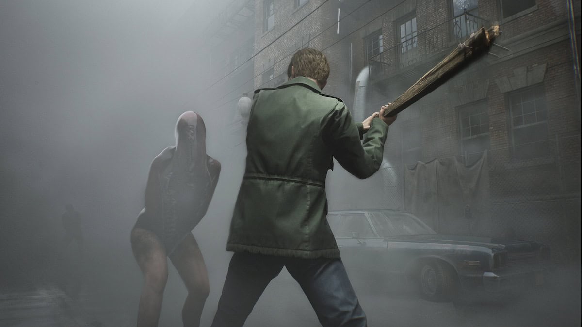 Playstation Silent Hill 2 remake protagonist fighting a monster