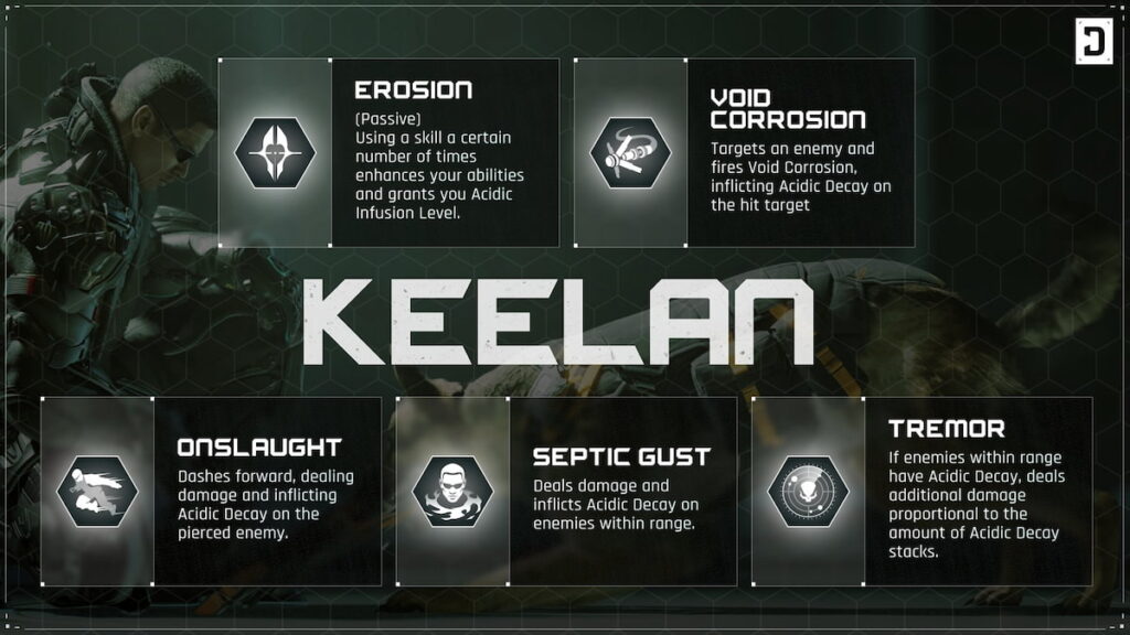 The First Descendant Keelan's Skills descriprion