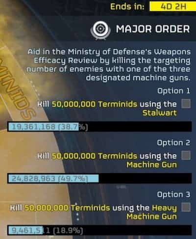 The Helldivers 2 devs issued a change of the Major Order goals