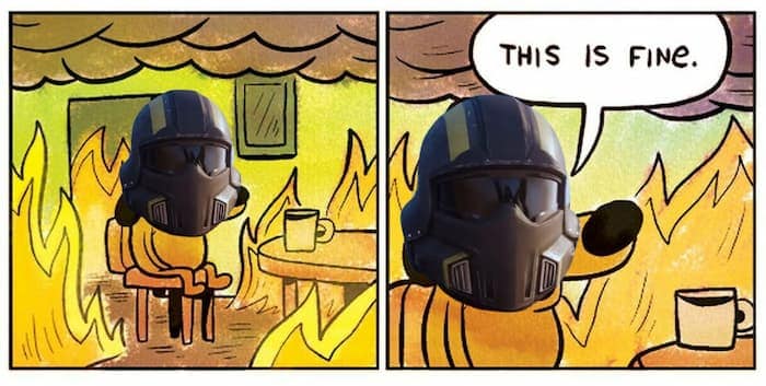 This is fine meme, Helldivers 2 players are tired of the Orbital Napalm Barrage.