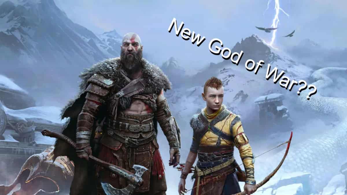 PlayStation God of War Kratod and Atreius with a "New God of War??" text