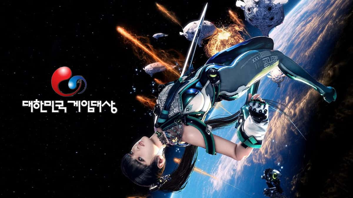 Stellar Blade keyart with Eve in space and Korean Game Awards logo