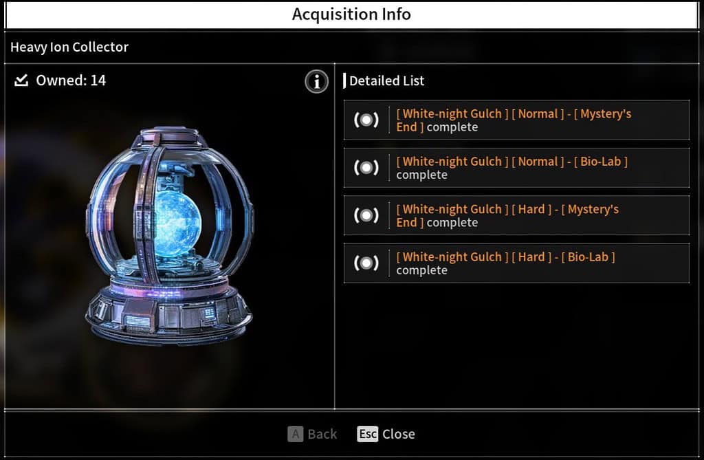 The First Descendant Heavy Ion Collectors and their drop locations