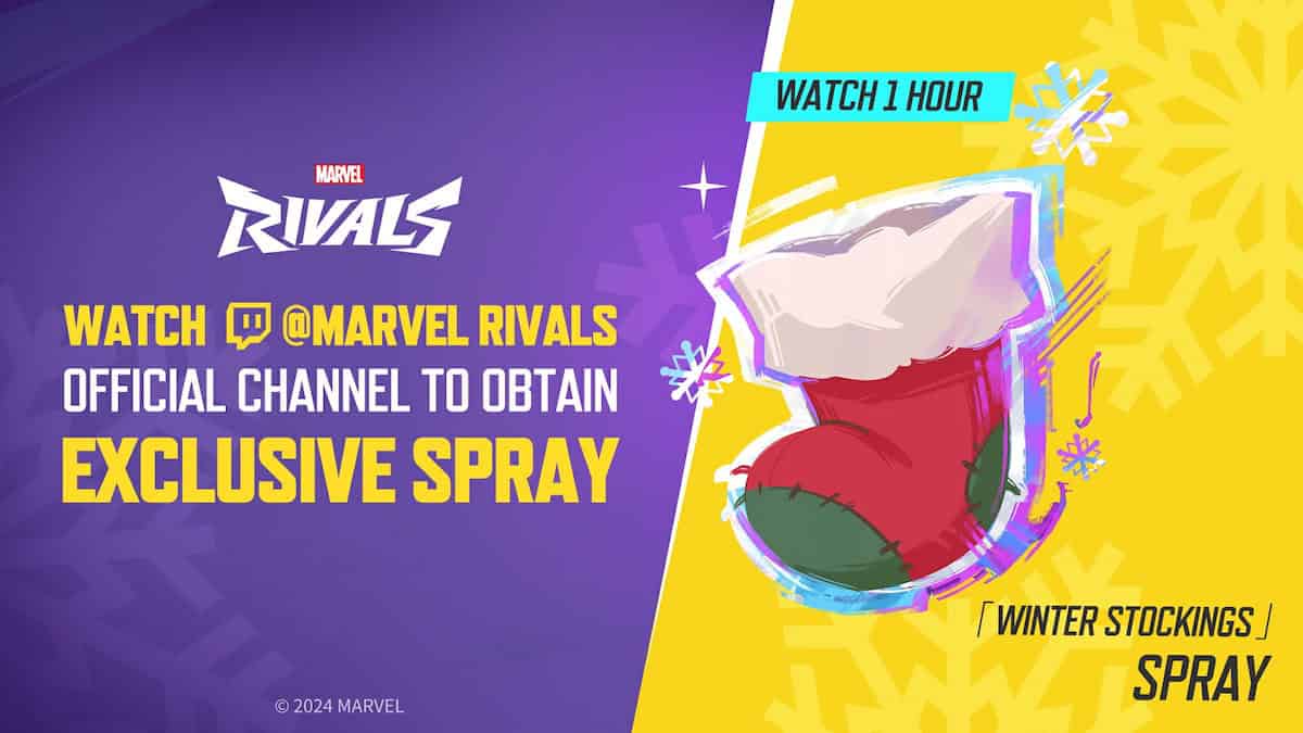 Marvel Rivals Twitch Drops Winter Stockings Spray announcement