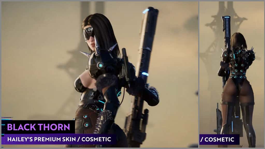 The First Descendant two images of Hailey new skin Black Thorn