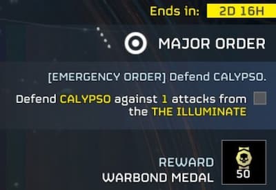 The first Illuminate Major Order in Helldivers 2.