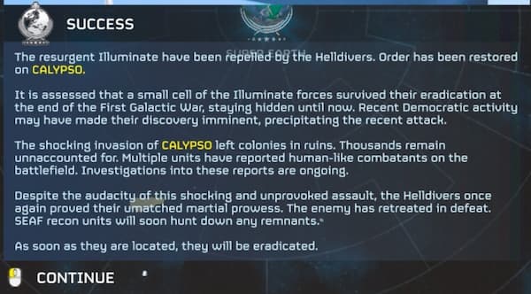 A Major Order briefing reveals the Illuminate are gone in Helldivers 2.