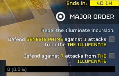 Major Order objectives in Helldivers 2