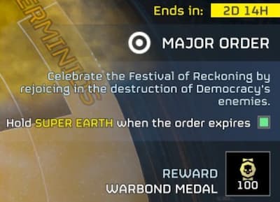 The Festival of Reckoning Major Order in Helldivers 2.