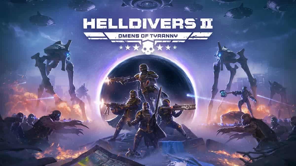 The cover for the Omens of Tyranny in Helldivers 2.