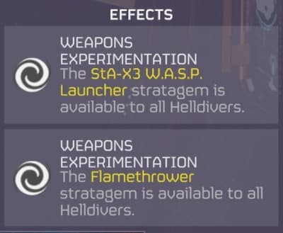 Helldivers 2 player received the W.A.S.P. and the Flamethrower-