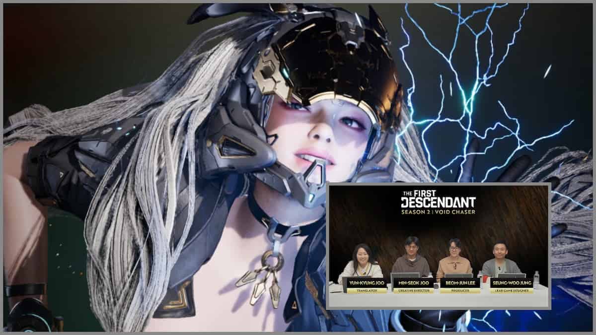 The First Descendant Ultimate Bunny with a small image of TFD devs during the Season 2 Live Broadcast