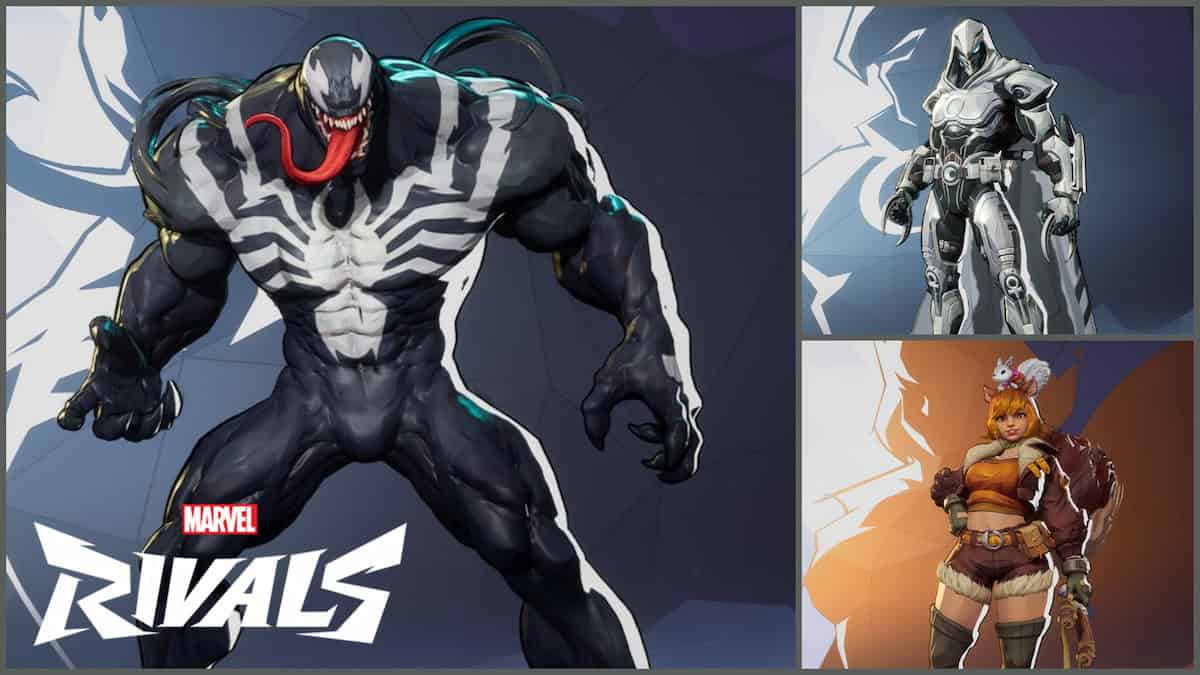 Marvel Rivals Venom, Squirrel Girl, and Moon Knight