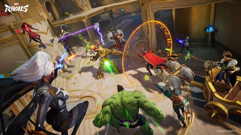 Marvel Rivals in-game image of various characters fighting