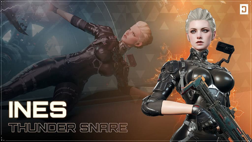 The First Descendant image of Ines Raya, blonde girl in a black bodysuit