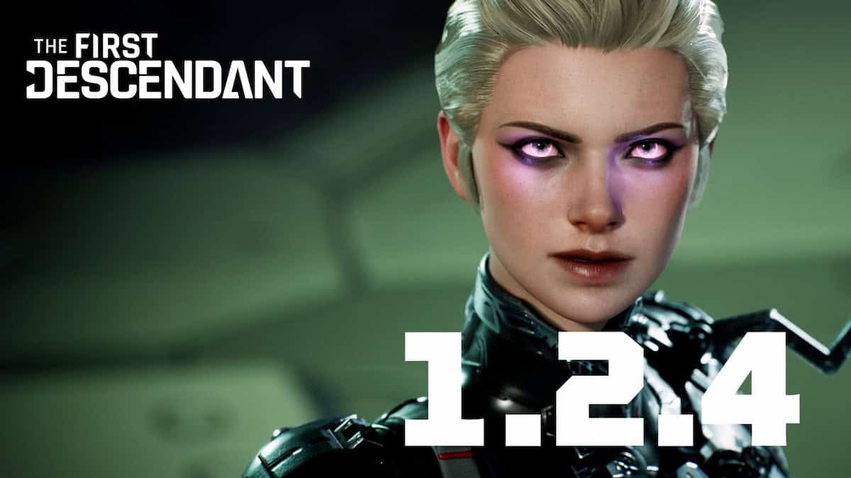 The First Descendant Ines Raya with the game's logo and 1.2.4 written